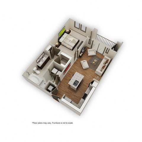 Floor plan for 1 bed, 1 bath, 782 sqft
